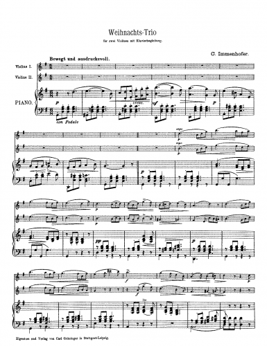 Immenhofer - Weihnachts-Trio - Piano Score