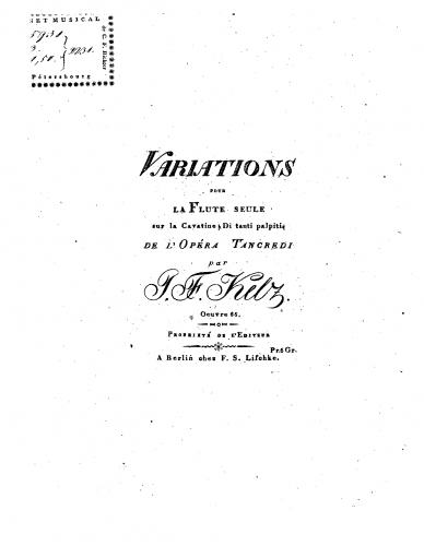 Kelz - Tancredi Variations, Op. 66 - score