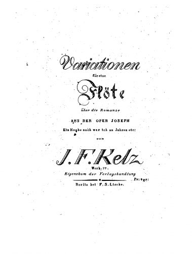 Kelz - Joseph Variations, Op. 77 - score