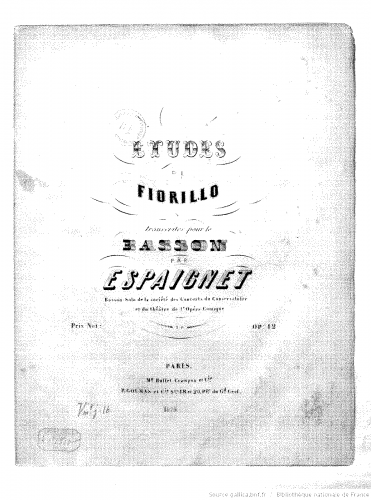 Fiorillo - 36 Caprices for Violin - Selections For Bassoon solo (Espaignet) - Score