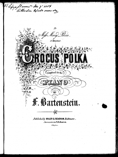 Bartenstein - The Crocus Polka - Score