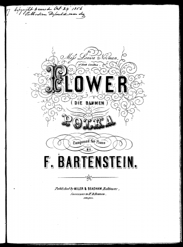 Bartenstein - Die Blumen Polka - Score