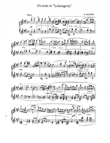 Wagner - Lohengrin - Prelude (Act I) For Piano solo - Score