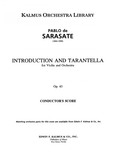 Sarasate - Introduction et Tarantelle - Score