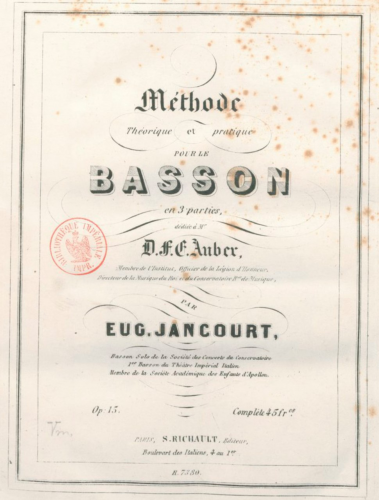 Jancourt - Méthode théorique et pratique pour le basson - Score