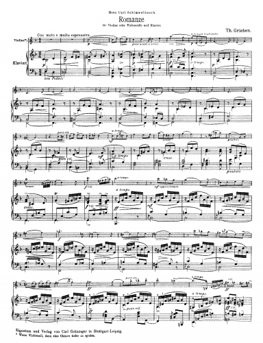 Grieben - Romanze in F major - Piano Score