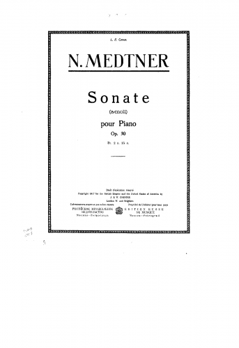 Medtner - Piano Sonata No. 9 in A minor - Score