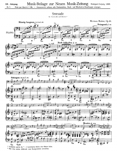 Hutter - Serenade - Piano Score