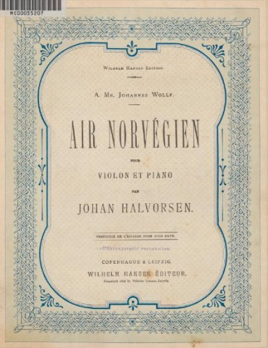 Halvorsen - Air norvégien - Scores and Parts - Piano score