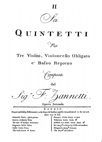Zannetti - 6 Quintets