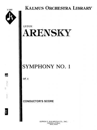 Arensky - Symphony No. 1 - Score