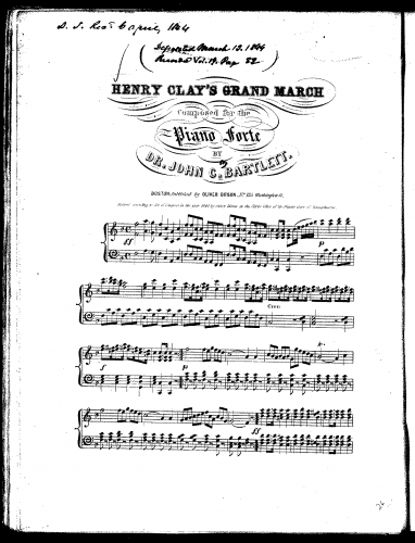 Bartlett - Henry Clay's Grand March - Score