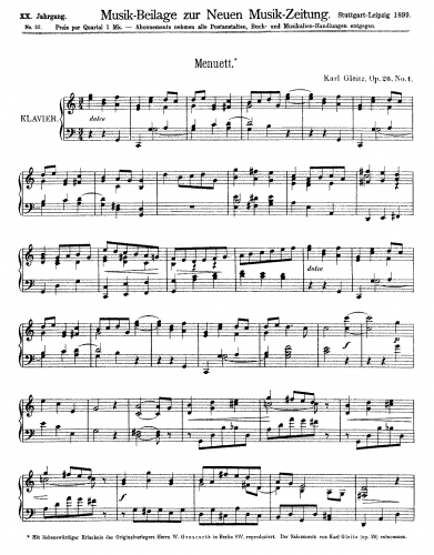 Gleitz - 4 Klavierstücke - 1. Menuett