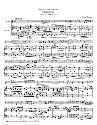 Heuser - Canzonetta - Piano Score