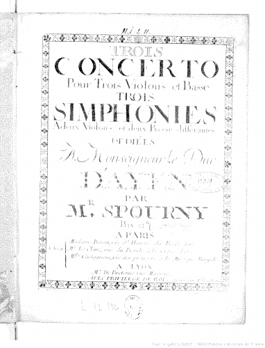 Spourni - 3 Concertos and 3 Sinfonias