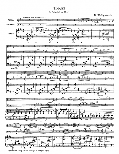 Wohlgemuth - Trio-Satz - Piano Score