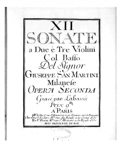 Sammartini - 12 Sonatas, Op. 2