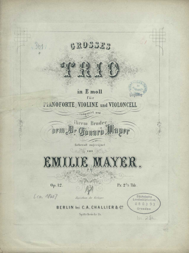 Mayer - Piano Trio - Scores and Parts