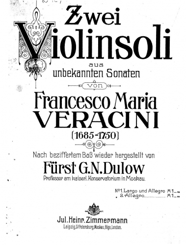 Veracini - Violin Sonata in B-flat major - IV. Allegro For Violin and Piano