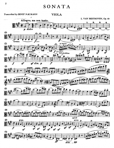 Beethoven - Cello Sonata No. 3 - For Viola and Piano (Naumann) - Viola part