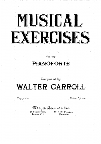 Carroll - Musical Exercises for the Pianoforte - Score