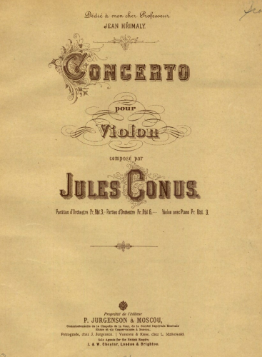 Konyus - Violin Concerto - For Violin and Piano