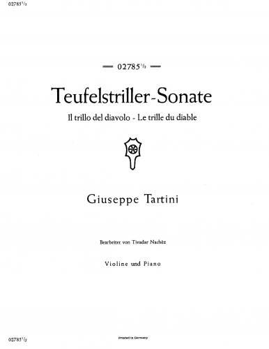 Tartini - Violin Sonata in G minor, B.g5 - For Violin and Piano (Nachez)