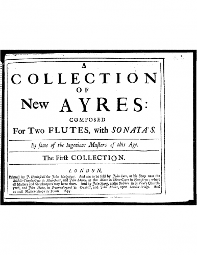 Hudgebut - A Collection of New Ayres - 1st Treble Part only