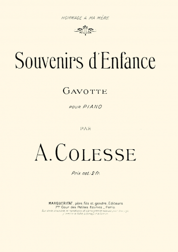 Colesse - Souvenirs d'Enfance - Score