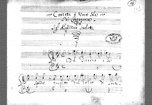 Scarlatti - Del Tirreno a le sponde ; Cantata di lontananza - Score