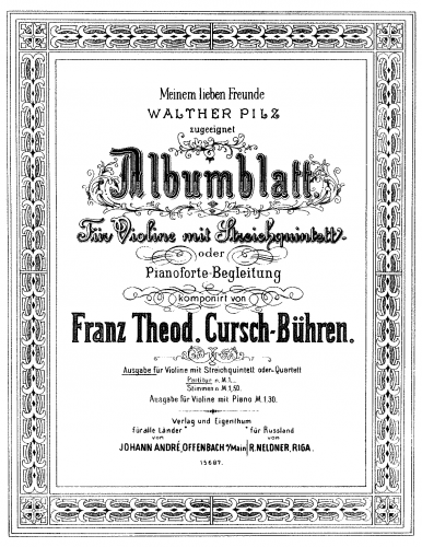 Cursch-Bühren - Albumblatt - Scores and Parts
