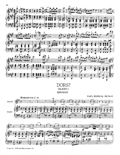 Bohm - For Violin and Piano - Scores and Parts