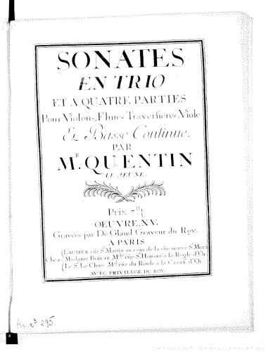 Quentin I - 6 Sonatas, Op. 15