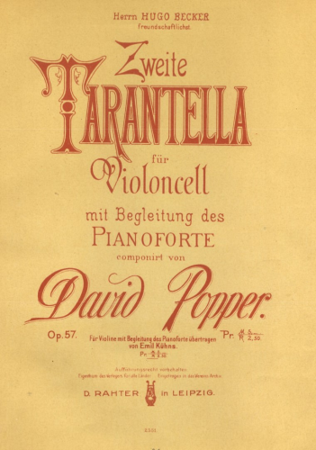 Popper - Zweite Tarantella - Scores and Parts
