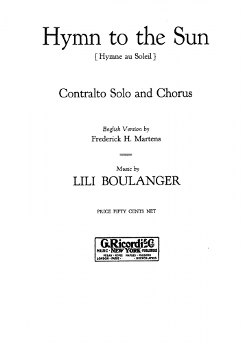 Boulanger - Hymne au soleil - Score