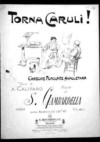 Gambardella - Torna Carulì! - Score