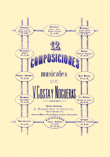 Costa Nogueras - 12 Composiciones musicales - Score