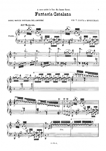 Costa Nogueras - Fantasia Catalana - Score