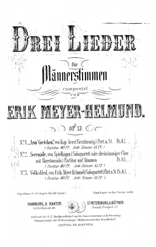 Meyer-Helmund - Drei Lieder - 2. Serenade
