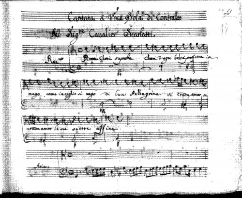 Scarlatti - Dimmi Clori superba ; Clori superba - Score