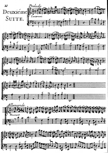 Caix d'Hervelois - Pièces pour la flûte traversière, Livre 1 - 2. Suite in D major