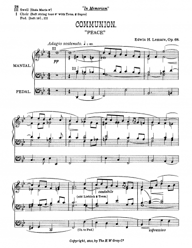 Lemare - Communion, Op. 68 - Score