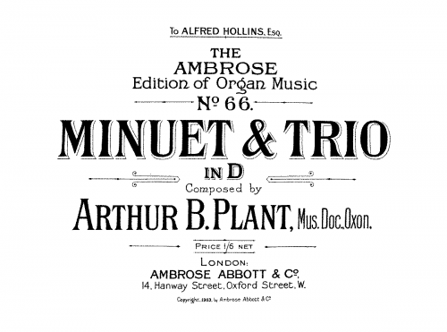 Plant - Minuet and Trio in D major - Score