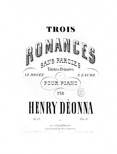 Déonna - Trois romances sans paroles - Score