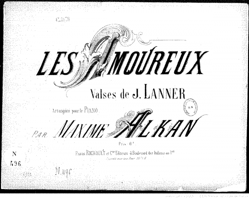 Lanner - Les Amoureux, Op. 105 - For Piano (Alkan) - Score