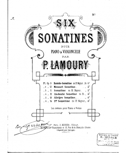 Lamoury - 6 Sonatinas - Scores and Parts