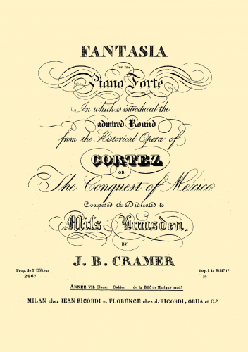 Cramer - Fantasia on 'The Conquest of Mexico' - Score