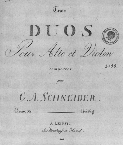 Schneider - 3 Duos, Op. 30 - score