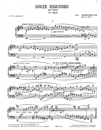 Koechlin - 24 Esquisses - Piano Score
