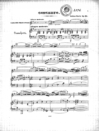 Rietz - Violin Concerto - For Violin and Piano - Piano score